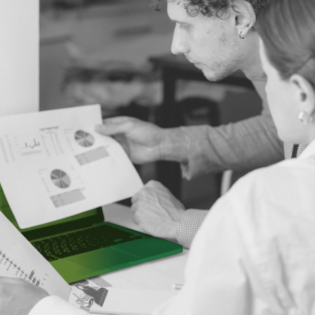 Man holding a data sheet